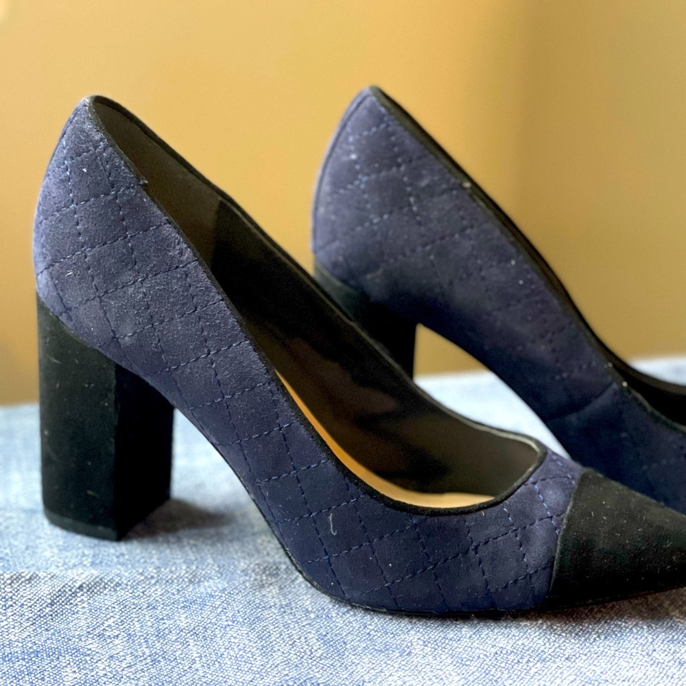 Tommy Hilfiger Black & Navy Blue Suede Heels